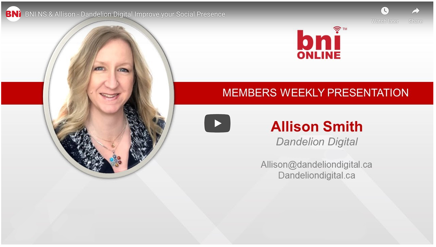 Video interview with BNI Nova Scotia