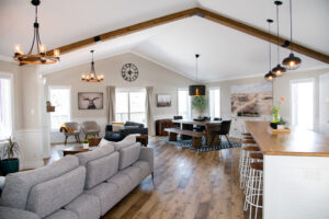 open concept with vaulted ceiling