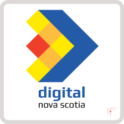 blue, yellow red, graphic logo for Digital Nova Scotia